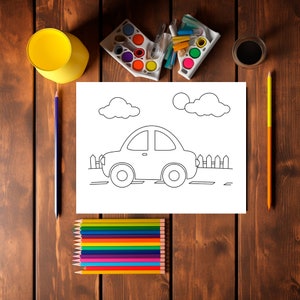 Printables for Children Set of 5 Vehicle Coloring Pages Toddler Printables Instant Download image 5