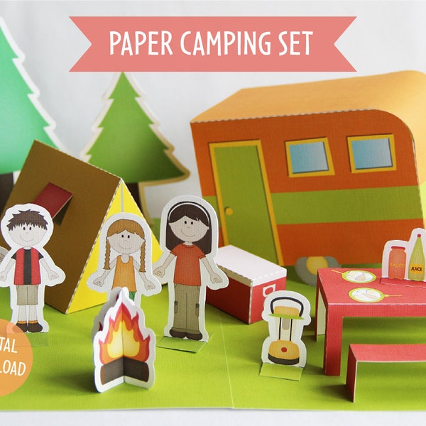 Craft Kits for Kids | Paper Camping Set | Digital Download | Gifts for Kids