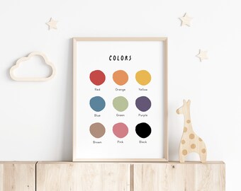 Playroom Wall Art | Printable Colors Poster | Classroom Decor | Homeschool Wall Art | Colours Poster | Nursery Wall Art | Instant Download