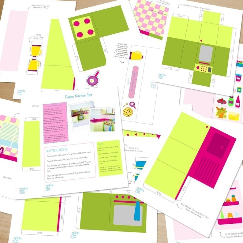 Printable Kitchen Set PDF Paper Craft Etsy