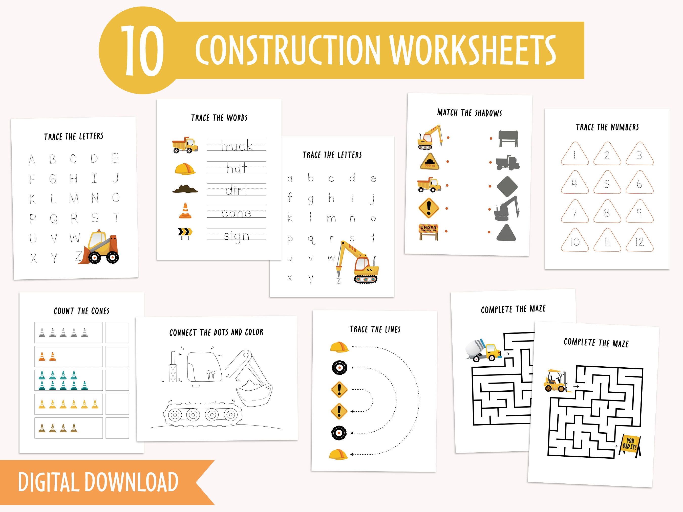 Construction Preschool Packet | Preschool Educational Worksheets ...