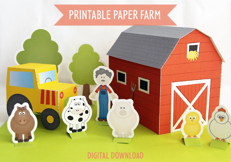 Craft Kits for Kids Paper Farm Digital Download Gifts for Kids image 1