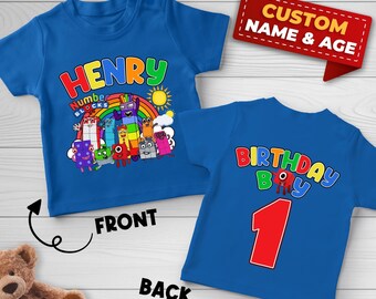 Numberblocks Geburtstag Shirt, Nummerblocks Shirt, Nummerblocks Kinder Shirt, 1-10 Nummernblöcke Benutzerdefinierte Name und Alter Familie Party Shirt
