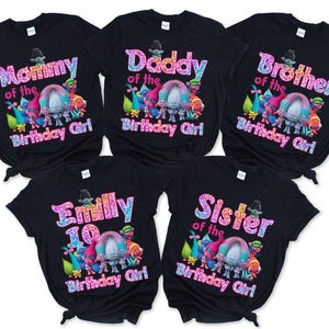Trolls Birthday Shirt, Cartoon Movie Shirt, Trolls Matching Family Shirt, Troll Birthday Outfit, Family Matching Birthday Shirt, Kid&#39;s Girl