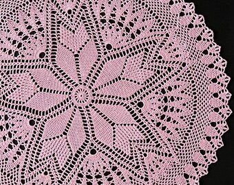 Summer cornflower - Handmade Crochet Doily - Pink Vintage Table Decor - Boho Home Accent