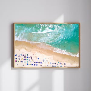 Aerial Beach Print | Coastal Wall Art | Turquoise Ocean Aesthetic | Summer Photography Poster | Beach House Decor
