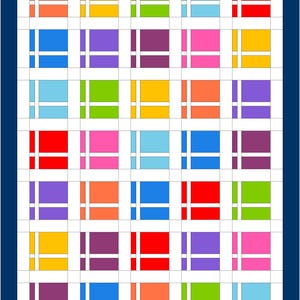 May include: A colorful grid of 36 squares, each with a different color and a white horizontal stripe across the middle. The colors include red, orange, yellow, green, blue, purple, and pink.