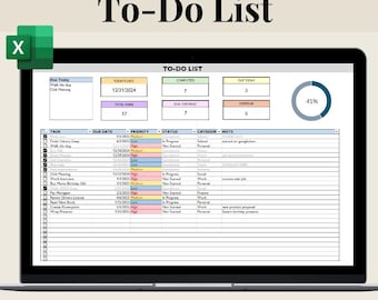 To-Do List Template with Task Tracker | Digital Excel Spreadsheet | 2025 Daily Planner with Tracker | Instant Download | ADHD Friendly