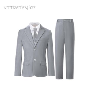 Jungen Anzüge-Junge 3-teiliges Set-Slim Fit Anzug Set-Kinder Dresswear-Ringträger Outfit für Jungen-Jungen hellgraue Anzüge-Jungen Hochzeitsanzug