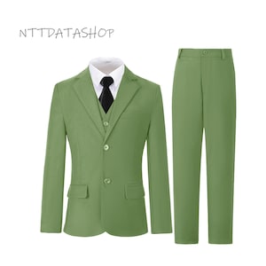 Boys Suits-Boy3 Piece set-Slim Fit Suit Set-Kids Dresswear-Ring Bearer Outfit for Boy-Boy Sage Green Suits set-Boy Wedding Suit