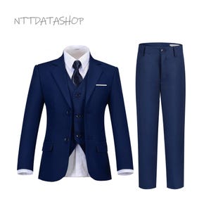 Jungenanzüge-Jungen Slim Fit Anzug Set-Jungen &#39;Anzug 5 STÜCKE-Formale Anzug-Sets für Jungen-Hochzeit Jungen-Ring-Träger-Klage-Teen Kleinkind-Jungen-Kleid-Anzug Outfit