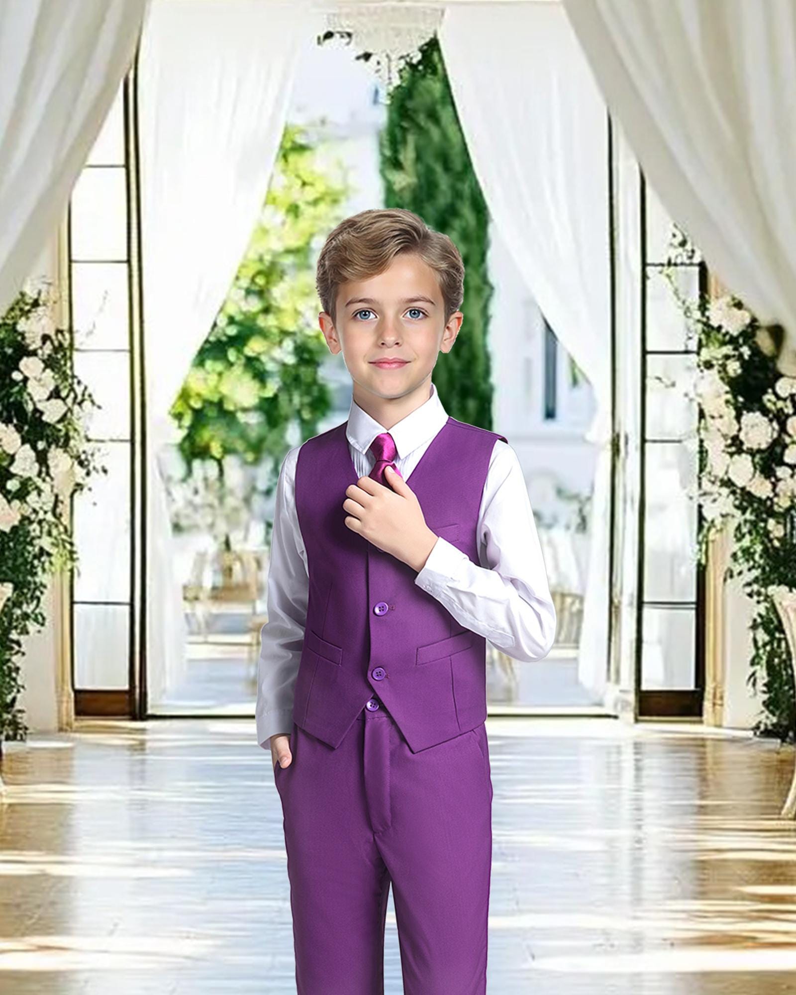 Boys Black Tuxedo Suit With Gold Vest - Toddler Formal Wear For Wedding & Communion (Size 6)