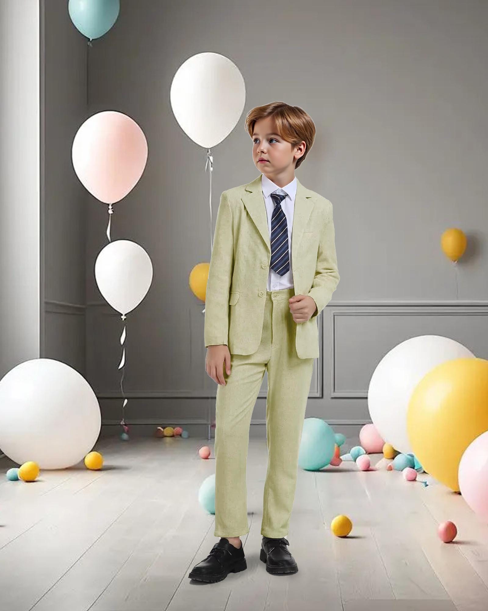 Jongens kostuum 3-delig klassiek slim fit bruiloft bal tuxedo jas broek en vest, 6 kleuren