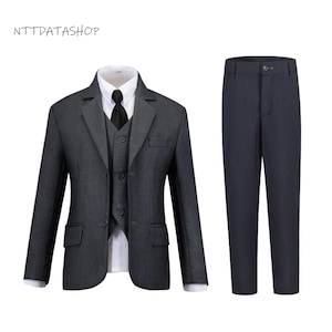 Jungen Anzüge-Junge Grau 3 Stück Set-Kleinkind Anzug-Slim Fit Anzug Set-Kids Dresswear-Ring Bearer Outfit für Jungen-Jungen Hochzeitsanzug-Formale Jungen Outfit