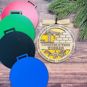 Bauarbeiter-Jobtitel-Verzierung (wählen Sie eine Farbunterseite)