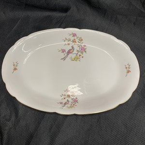 Vintage KAHLA German BIRD of Paradise FLOWER serving plate platter