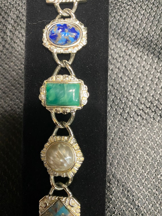 Vintage jewelry Sarah Cov silvertone faux stone b… - image 2