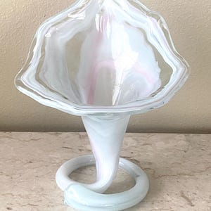 Vintage Murano Style Art Glass Flower Sculpture Swirl base, floral