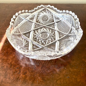 Vintage antique American brilliant period cut crystal glass bowl