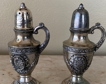 Silver Victorian Salt & Pepper Shakers  - Vintage