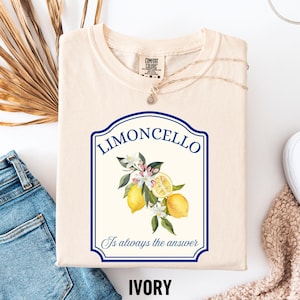 T-shirt limoncello, verfrissend grafisch shirt citroen, Italiaans zomershirt, cadeau voor citroenliefhebbers, vakantie-T-shirt Italië, cocktailshirt
