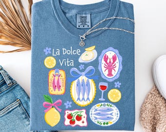 Comfort Colors®, La Dolce Vita , Italy Shirt, Ciao Bella, Sardines, Tomato Girl Summer, Tinned Fish Shirt, Mermaidcore, Ocean Inspired Style