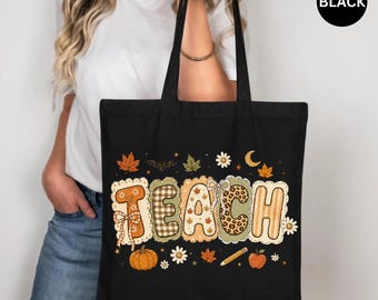 Halloween Teacher Tote Bag, Spooky Teacher Canvas Bag, Funny Halloween Teacher Gift Tote, Cute Teacher Halloween Bag, Spooky School Tote
