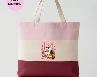 Ghost Swing Halloween Tote Bag, Spooky Fall Carryall, Cute Haunted Autumn Shopper, October Gift for Halloween Lover