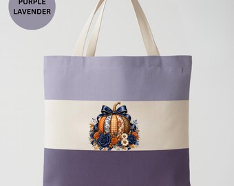 Pumpkin Flower Gift Tote Bag, Fall Floral Market Shopper, Autumn Botanical Carryall, Thanksgiving Seasonal Present