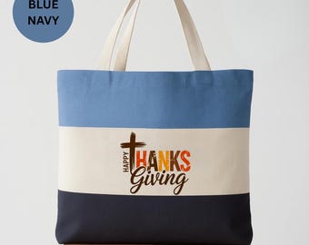 Happy Thanksgiving Tote Bag, Cute Thanksgiving Canvas Bag, Funny Thanksgiving Gift Tote, Fall Thanksgiving Bag, 3 Color Thanksgiving Tote