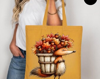 Funny Animal Halloween Tote Bag, Fall Season Cute Critter Carryall, Spooky Autumn Shopper, Whimsical October Gift