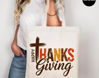 Happy Thanksgiving Tote Bag, Cute Turkey Canvas Bag, Funny Thanksgiving Gift Tote, Fall Harvest Bag, Thanksgiving Gift Tote