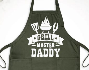 Grill Master Daddy Apron, Funny Dad BBQ Kitchen Gift, Cool Grill Dad Apron, Best BBQ Dad Gift, Fathers Day Grill Apron