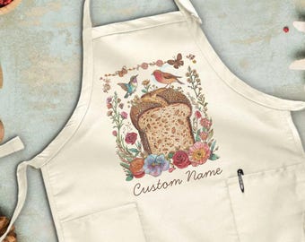 Custom Name Bread Apron, Personalized Baker Bread Gift, Custom Bread Lover Apron, Funny Bread Baker Gift, Personalized Bread Kitchen Apron