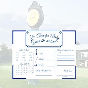 Modèle sur le thème du golf de carte de prédictions et de conseils pour une fête prénatale, modèles de jeu de prédictions instantanées classiques pour bébé