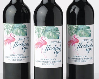 Printed Custom Wine Labels, Self Stick, Waterproof, Scratch Proof, Girls Beach Weekend Wine and Summer Bachelorette Party Gift,