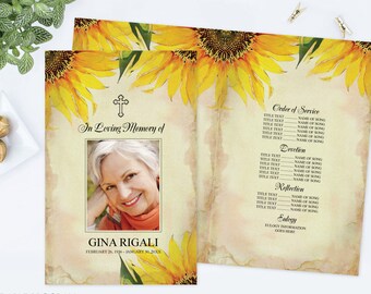 diy printable customizable funeral program pink and white etsy