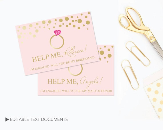 diy bridesmaid proposal card templates editable text ms word etsy