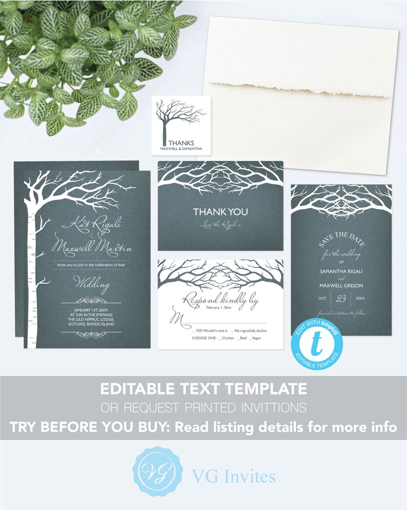 birch tree wedding template
