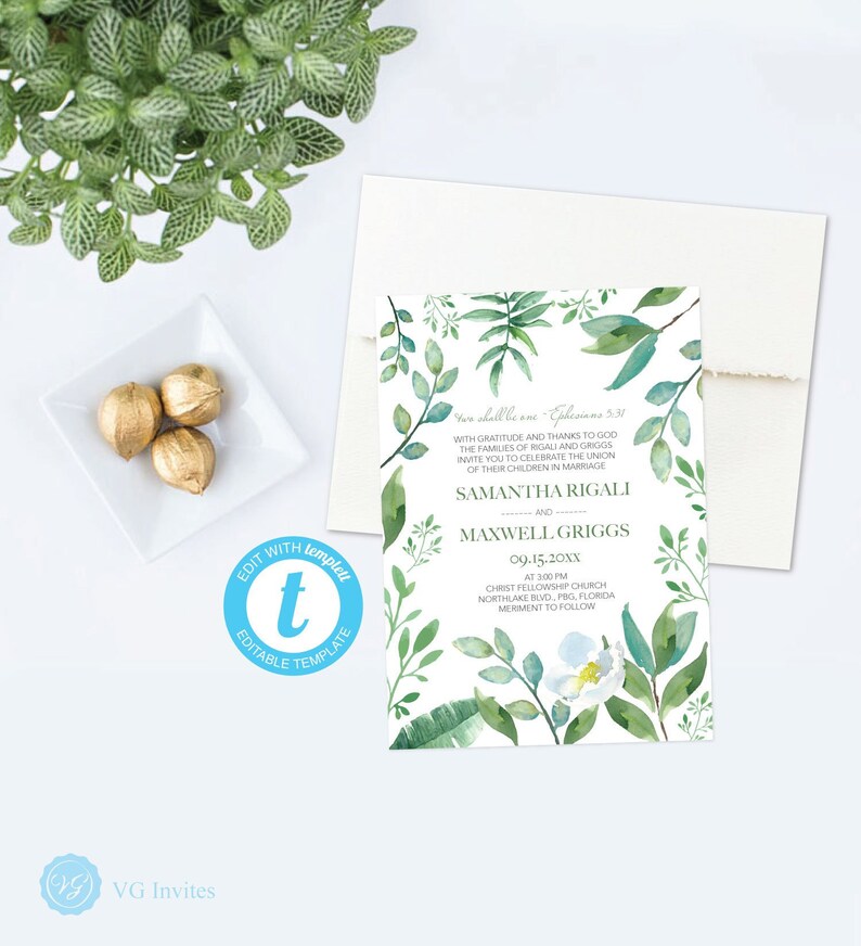 Downloadable Christian Wedding Invitation Bible Verse Etsy