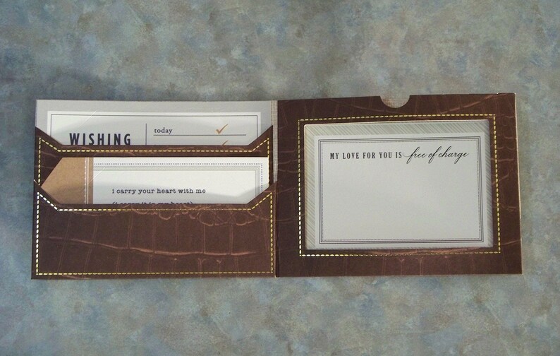 Dark Brown Alligator Pattern with Gold Foil Accents Gift Card Holder Handmade Father/'s Day Wallet Card