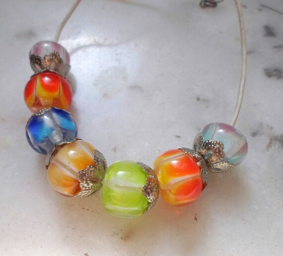 Items similar to Lampwork Necklace, Handmade Jewelry, Glass Rainbow