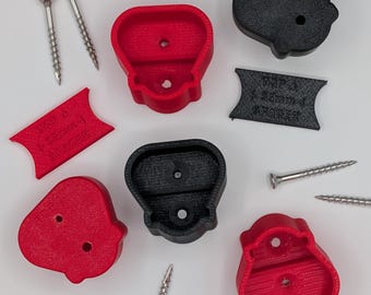 4 Pack M12 Milwaukee Battery Holder | Individually Mounted | Mounting Spacer Included | Red & Black | Michigan Made