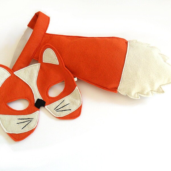 Fox Cub Kids Costume Dress up Tail and Mask for Children, Eco Friendly  Pretend Play Toy for Girls Boys and Toddlers