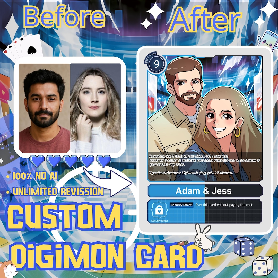 Custom Portrait Digimon Card, Custom Digimon TCG, Gift for Anniversary &  Wedding, Family, Couple, Pet | Digital - Etsy Australia