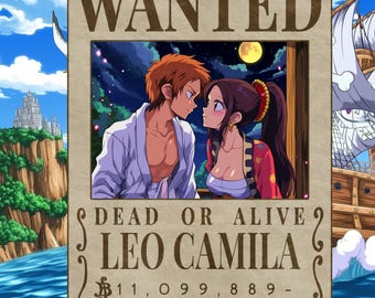 Custom Anime Portrait , Custom Anime Wanted Poster, Personalized Pirate Anime Gift, Printable Wallart, Anniversary Gift, One Piece Portraits