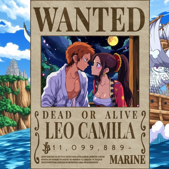 Custom Anime Portrait , Custom Anime Wanted Poster, Personalized Pirate Anime Gift, Printable Wallart, Anniversary Gift, One Piece Portraits