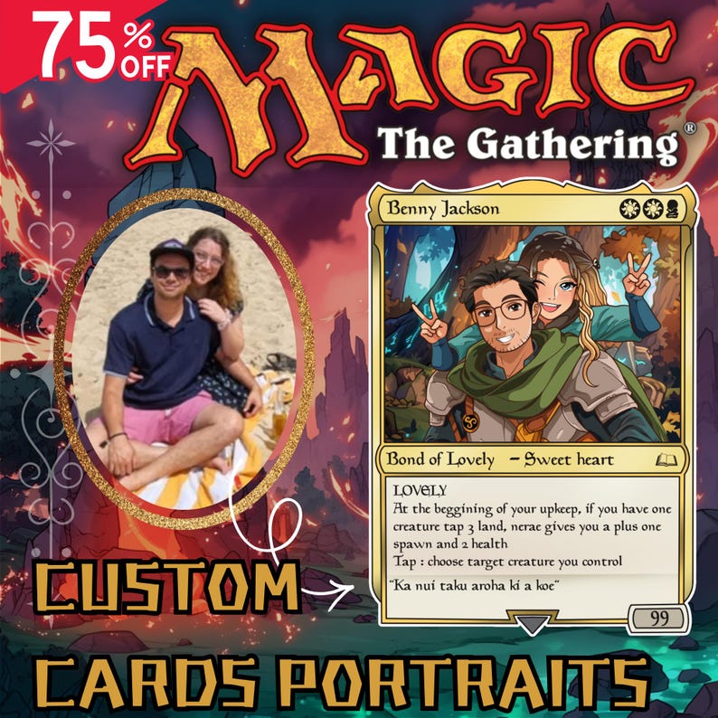 Custom Magic the Gathering Card Portrait, Personalized MTG Gift ...