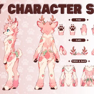 Encargo de ficha de personaje furry personalizada / Arte de referencia de fursona antropomórfica (digital)