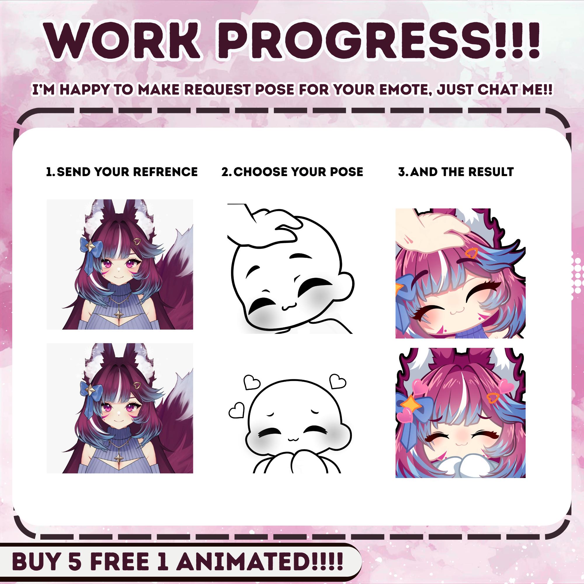 Custom Animated Emotes for Twitch Discord Kick, Chibi Anime Emotes ...